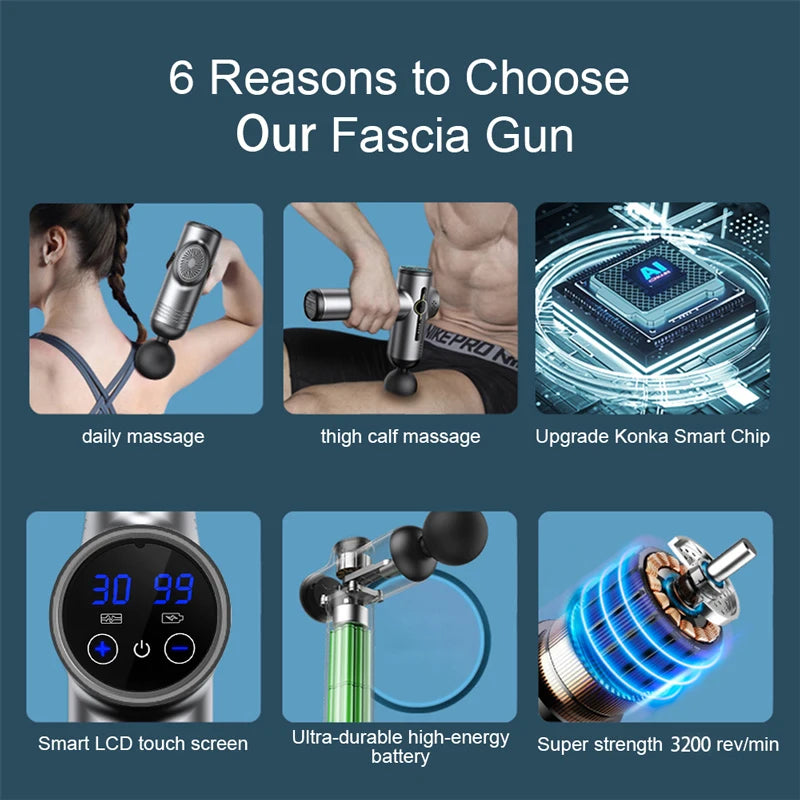 👉 Pistolet de massage musculaire – Standard & Premium (32 vitesses, tête interchangeables)